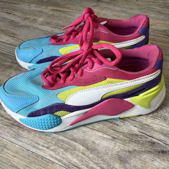 Puma RS-X Puzzle Pink Blue Green Women's 7.5 Great Condition - Picture 1 of 11